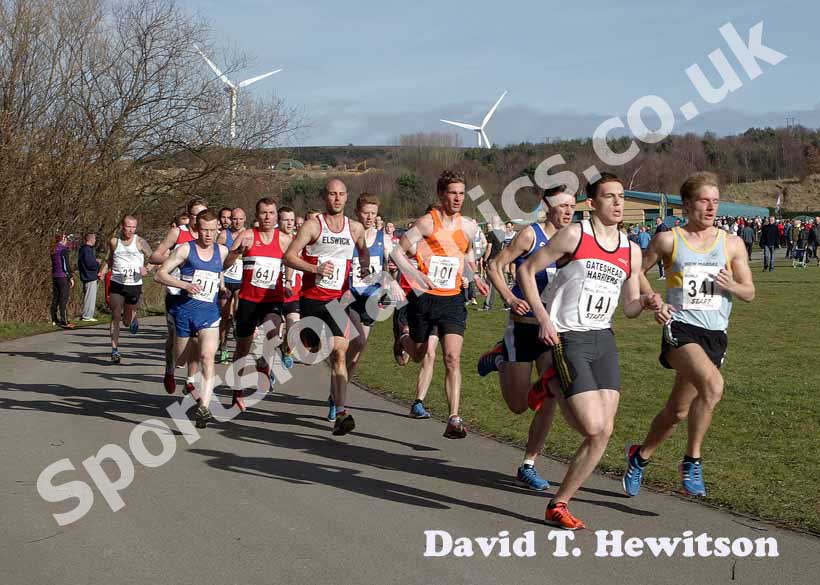 Start of the senior mens Royal Signals Road Relay, Hetton Lyons Park.